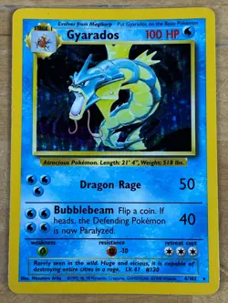 Gyarados Holo Rare 6/102 Unlimited Base Set 1999 Vintage TCG Card - Image 1