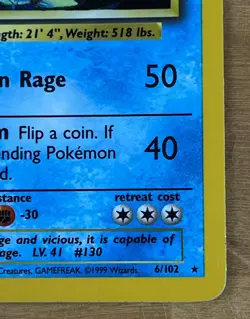 Gyarados Holo Rare 6/102 Unlimited Base Set 1999 Vintage TCG Card - Image 4