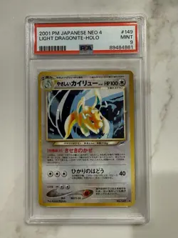 2001 Pokemon Japanese Neo 4 149 Light Dragonite Holo Card PSA 9 MINT - Image 1