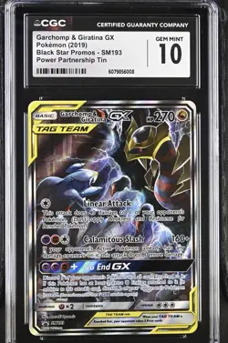 POKEMON 2019 SM BLACK STAR PROMO FULL ART/GARCHOMP & GIRATINA GX #SM193 CGC 10 - Image 1