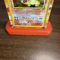 Pokemon Base Set Holo Charizard Unlimited 4/102 Played Pokemon Card W/ Case - Image 3