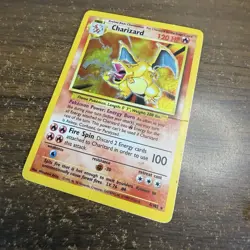 Pokemon Base Set Holo Charizard Unlimited 4/102 Played Pokemon Card W/ Case - Image 5