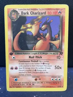 1st Edition Dark Charizard #21/82 Pokemon Team Rocket Set WotC 2000 - MP - Image 1
