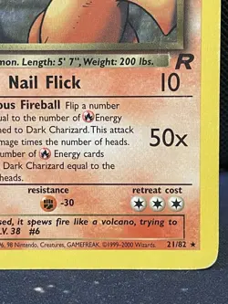 1st Edition Dark Charizard #21/82 Pokemon Team Rocket Set WotC 2000 - MP - Image 4