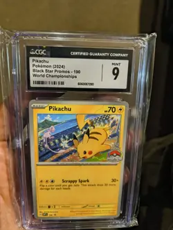 Pokemon Pikachu 2024 World Championships Black Star Promo #190 CGC 9 - Image 1