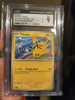 Pokemon Pikachu 2024 World Championships Black Star Promo #190 CGC 9 - Image 2