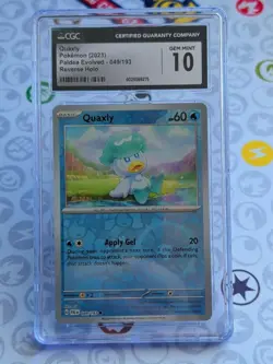 CGC 10 Quaxly 049/193 Reverse Holo Paldea Evolved Pokemon TCG - Image 1