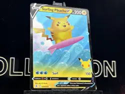 Surfing Pikachu V 008/025 Celebrations Ultra Rare Pokemon TCG 2021 NM - Image 4