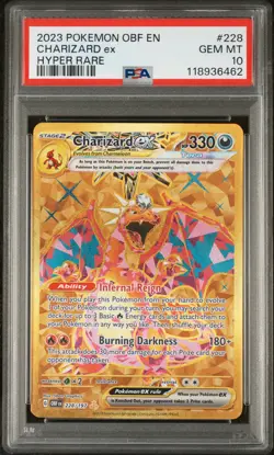 2023 POKEMON OBF EN-OBSIDIAN FLAMES HYPER RARE #228 CHARIZARD EX PSA 10 - Image 1
