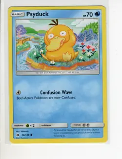SUN & MOON BASE SET PSYDUCK POKEMON CARD 28/149 EX/NM - Image 1