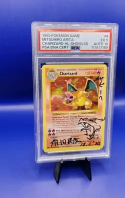 Charizard 4/102 Shadowless Mitsuhiro Arita Signed Pokemon Card Auto 10 PSA 5 - Image 4