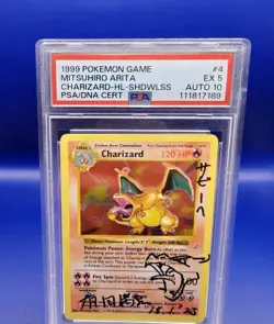 Charizard 4/102 Shadowless Mitsuhiro Arita Signed Pokemon Card Auto 10 PSA 5 - Image 5