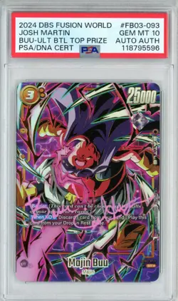 PSA GEM MT 10 Josh Martin Signed Dragon Ball Super Card Majin Buu FB03-093 - Image 1