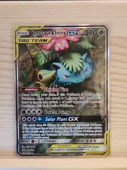 Pokemon TCG Venusaur & Snivy GX Black Star Promo SM229 Holo Card - Image 1