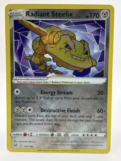 Pokemon TCG - Radiant Steelix #124/196 Lost Origins - Ultra Rare Holo Card - NM - Image 1