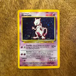 Pokemon TCG Mewtwo Base Set 2 Holo Rare Card 10/130 Vintage WOTC - Image 1