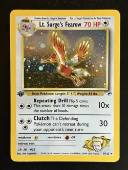 LT. SURGE'S FEAROW Pokemon Card WOTC 1st Edition Gym Heroes 7/132 HOLO NM (C) - Image 1