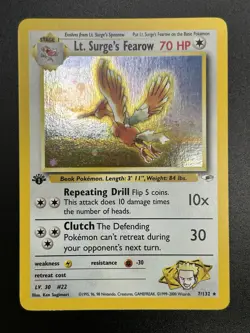 LT. SURGE'S FEAROW Pokemon Card WOTC 1st Edition Gym Heroes 7/132 HOLO NM (C) - Image 3