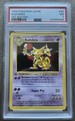 1999 Pokemon #32 Kadabra 1st Edition Shadowless PSA 7 - Image 1