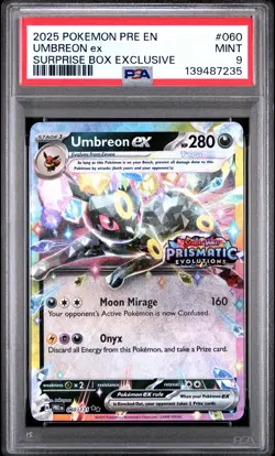 2025 POKEMON PRE EN-PRISMATIC EVOLUTIONS SURPRISE BOX EXCLUSIVE UMBREON EX PSA 9 - Image 1