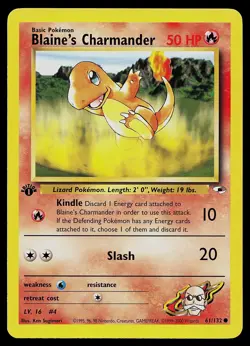 Pokemon Card - Blaine's Charmander Gym Heroes 61/132 Common 1st Edition - Image 1
