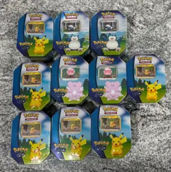 Pokemon Go SEALED Tin Lot of 10x Unopened TCG 40 Packs Pikachu Blissey Snorlax - Image 1