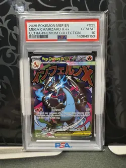 2025 Pokemon Phantasmal Flames MEP Mega Charizard X EX Ultra Premium PSA 10 - Image 1