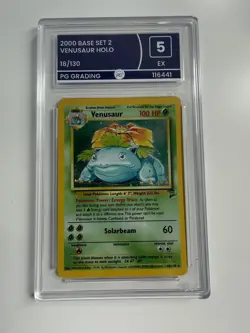 Pokemon Card Venusaur 18/130 Base Set 2 Holo WOTC EX PSA 5 Graded Vintage - Image 1