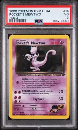 2000 POKEMON GYM CHALLENGE HOLO #14 ROCKET'S MEWTWO PSA 3 - Image 1