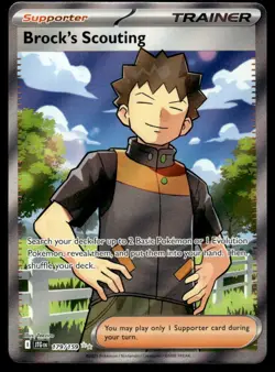 Pokemon TCG SV09: Journey Together #179/159 Brock's Scouting Holo NM - Image 1