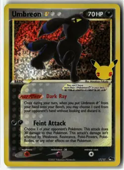 Umbreon Star ⭐ 17/17 Holo Celebrations: Classic Collection Pokemon NM - Image 1