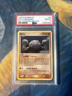 Pokemon TCG - Ditto (Geodude) 62/113 Reverse Holo ex Delta Species PSA 8 - Image 1