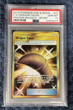 2018 Pokemon S&M Full Art Dragon Talon Dragon Majesty - Secret #75 PSA 10 GEM MT - Image 1