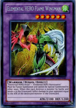 Yugioh Elemental HERO Flame Wingman LCGX-EN045 Secret Rare NM - Image 1
