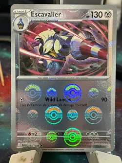 POKEMON ESCAVALIER 060/086 UNCOMMON HOLOFOIL POKEBALL PATTERN BLACK BOLT NM CARD - Image 1