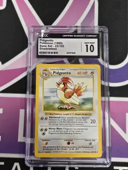 Pokemon CGC 10 GEM MINT 1999 Pidgeotto 1st Edition Base Set Shadowless Rare Card - Image 1