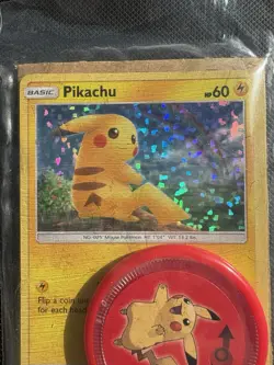 McDonald's 2019 Pikachu Holo Promo Card 6/12 + Launcher Disc *SEALED* - Image 2