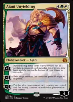 Ajani Unyielding ~ Damaged Aether Revolt MTG Magic UltimateMTG Multi-Color Card - Image 1
