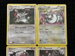 POKEMON CARD LOT VIGOROTH 68/123 SLAKOTH 99/123 + PURUGLY 94/122 GLAMEOW 93/122 - Image 2