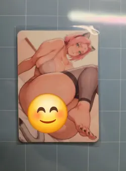 Sakura Cat girl Custom Glow In The Dark Waifu Card Fan Art - Image 1