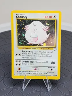 Vintage Pokemon Card Base Set 2 Chansey Holo Card 3/130 Near MINT Condition - Image 1