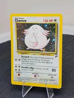 Vintage Pokemon Card Base Set 2 Chansey Holo Card 3/130 Near MINT Condition - Image 4