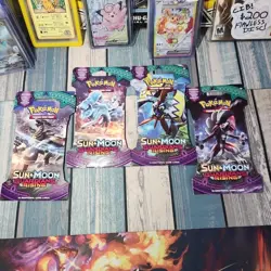 4 X Pokemon TCG Sun & Moon Guardians Rising Sleeved Booster FULL Art Set SEALED - Image 1