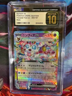 CGC 10 Pristine Sylveon ex 069/187 RR Terastal Festival ex sv8a Pokemon Card - Image 1