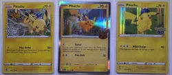 Pikachu 049/195 Holiday Calendar Stamped Pokemon & others x3 LOT - Image 1