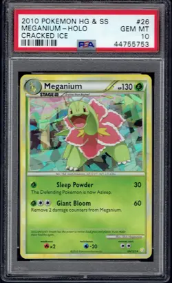 2010 Pokemon Meganium Cracked Ice Holo 26/123 PSA 10 (HGSS) - Image 1