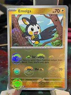 POKEMON EMOLGA 029/086 COMMON POKEBALL PATTERN BLACK BOLT HOLOFOIL NM - Image 1