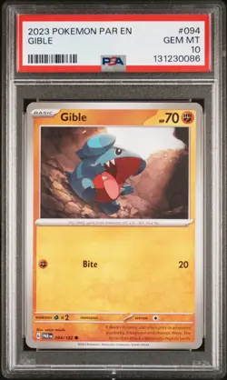 2023 POKEMON PAR EN-PARADOX RIFT #094 GIBLE PSA 10 - Image 1