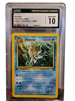 Pokemon Cgc 10 1st Edition Fossil Omastar 40/62 WOTC Pokemon Slab - Image 1