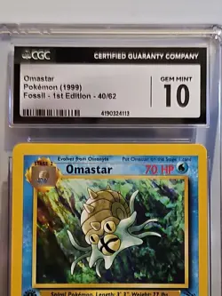 Pokemon Cgc 10 1st Edition Fossil Omastar 40/62 WOTC Pokemon Slab - Image 2